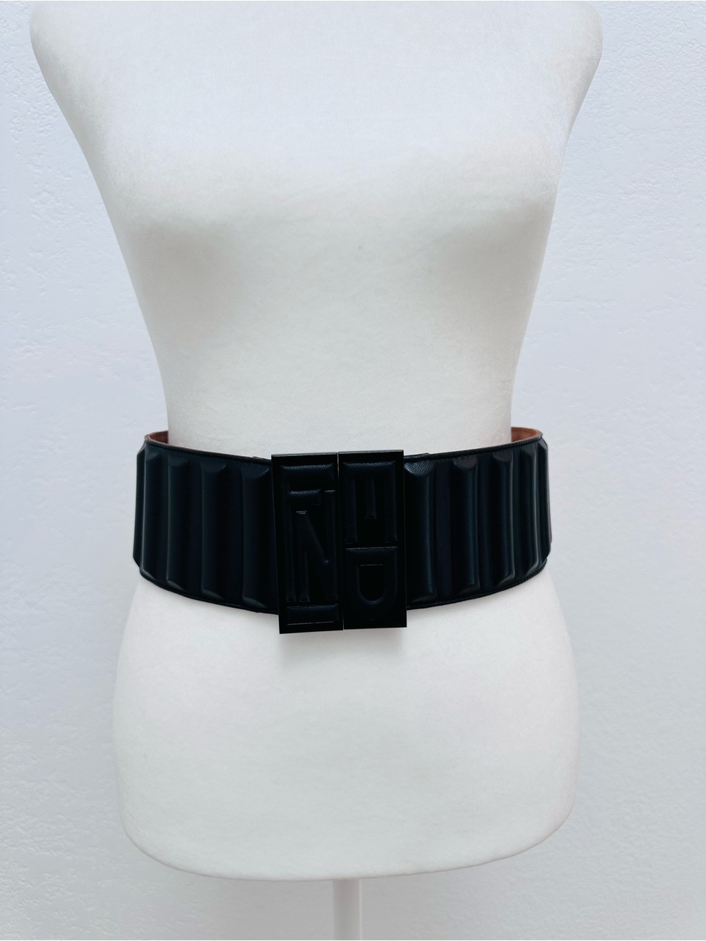 Fendi Black and Black Leather Waist Belt